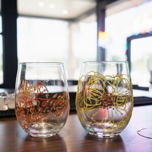 Enesco Izzy and Oliver Impasto Impressions Stemless Wine Glass, 20oz, Set of 2